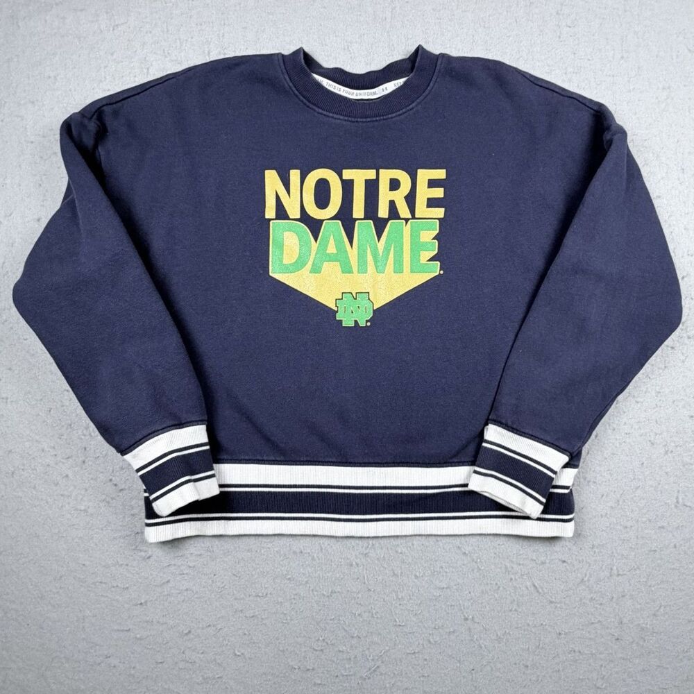 UnderArmour Notre Dame Girl Youth Crewneck Sweatshirt XL Blue White 3D Football